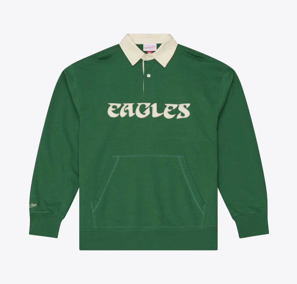 Eagles Kelly Green French Terry Fleece Polo Sweatshirt