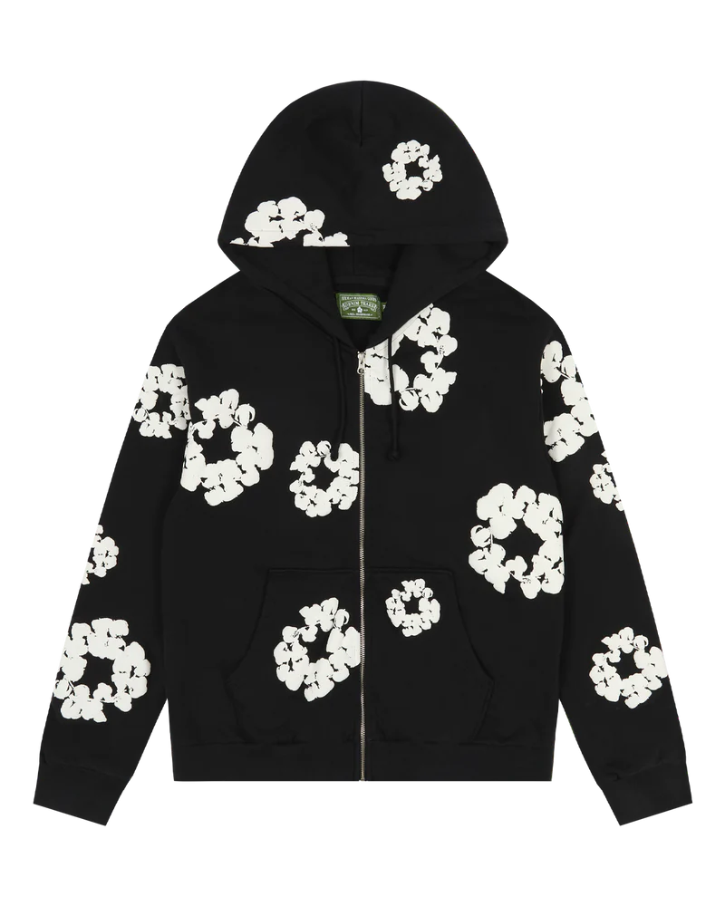 DENIM TEARS Cotton Wreath Zip Hoodie Black