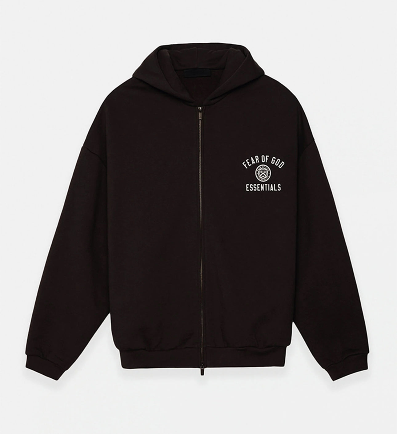 FEAR OF GOD Essentials Black University Full Zip Hoodie