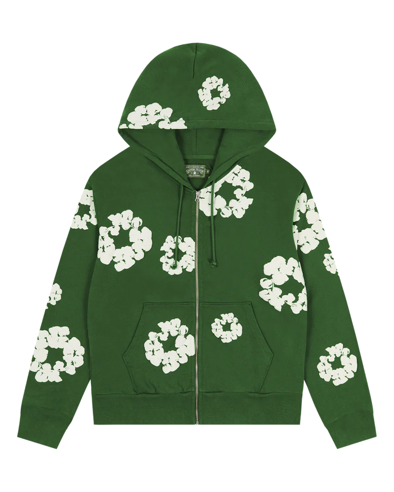 DENIM TEARS Cotton Wreath Zip Hoodie Green