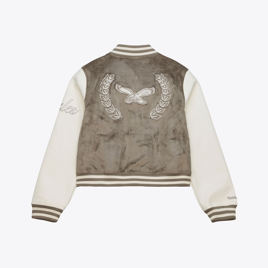 MITCHELL NESS EAGLES TAUPE WOMENS JACKET