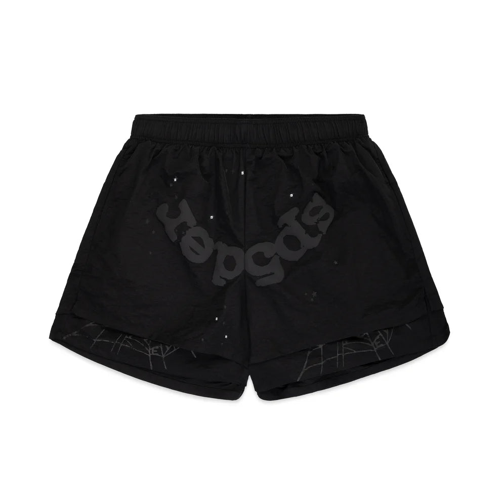 SP5DER DOUBLE LAYERED SHORTS BLACK