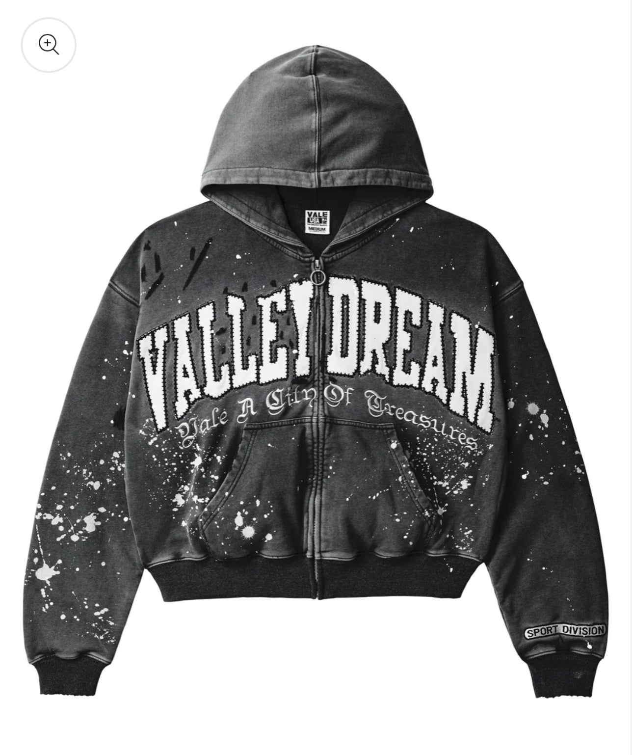 VALE BLACK PAINT ZIP UP HOODIE