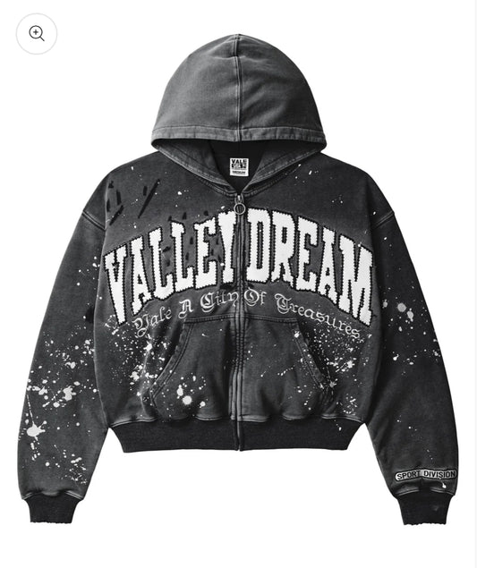 VALE BLACK PAINT ZIP UP HOODIE