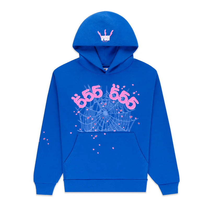 SP5DER ANGEL NUMBER HOODIE BLUE PINK