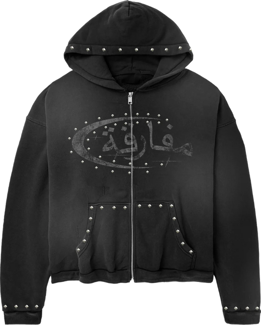 PARADOX ARABIC ZIP-UP HOODIE (BLACK/BLACK)