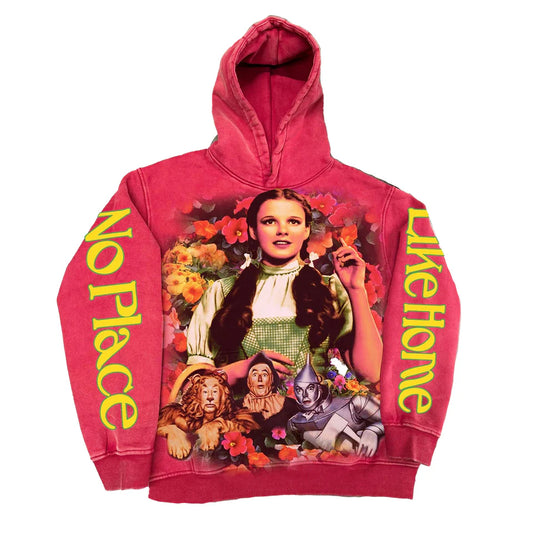KIY STUDIOS "NO PLACE LIKE HOME" SUN FADE RED HOODIE