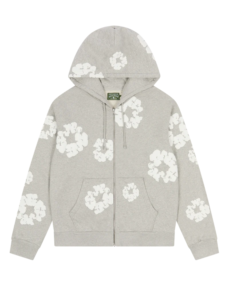 DENIM TEARS Cotton Wreath Zip Hoodie Grey
