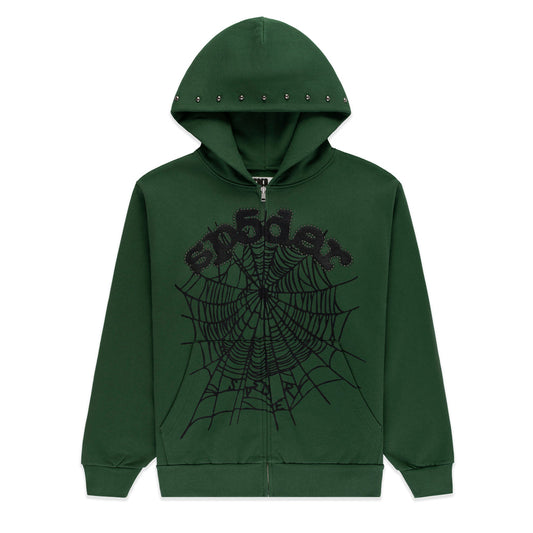 SP5DER OG WEB STUDDED ZIP HOODIE