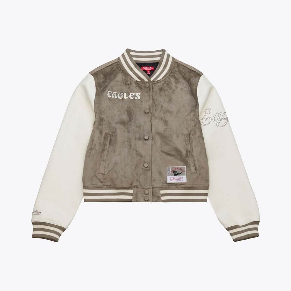 MITCHELL NESS EAGLES TAUPE WOMENS JACKET