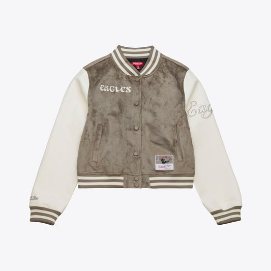 MITCHELL NESS EAGLES TAUPE WOMENS JACKET