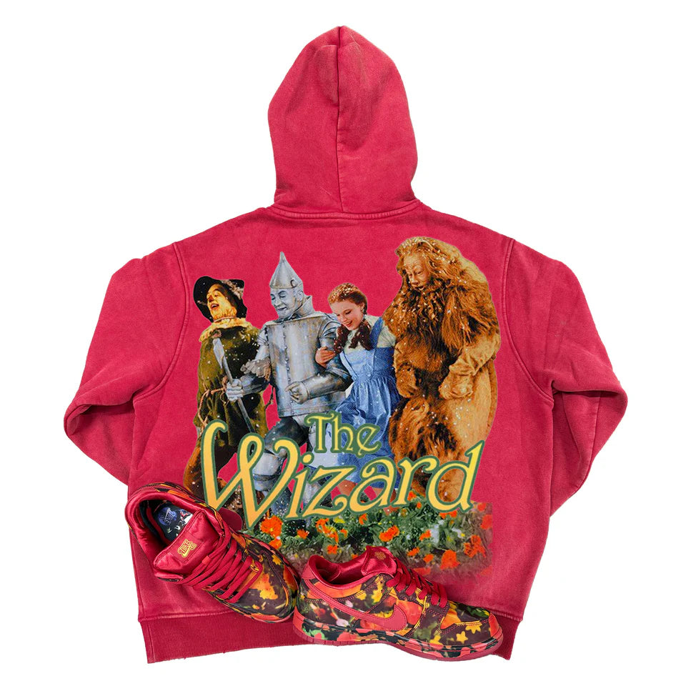 KIY STUDIOS "NO PLACE LIKE HOME" SUN FADE RED HOODIE