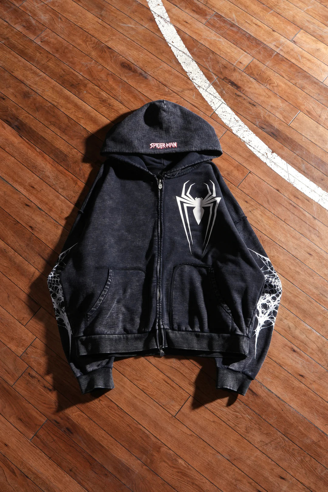 CIVIL REGIME WEB SLING CIVIL ZIP UP HOODIE IN VINTAGE BLACK