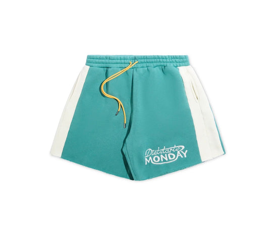 DIET STARTS MONDAY FLEECE PANEL SHORTS CREAM/EMERALD