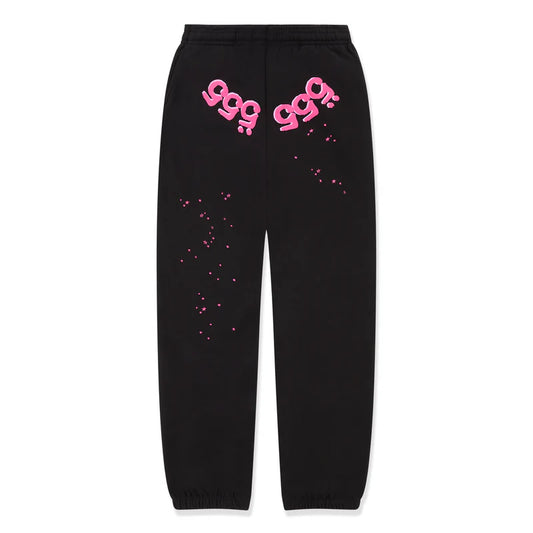 SP5DER ANGEL NUMBER SWEATPANTS BLACK PINK