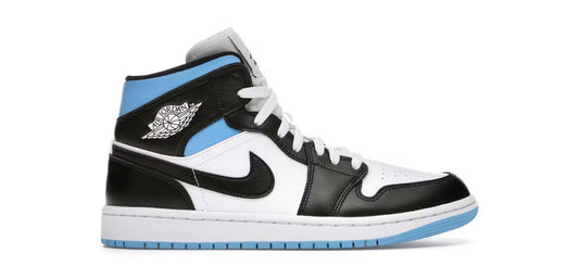 JORDAN 1 MID BLACK UNIVERSITY BLUE WHITE