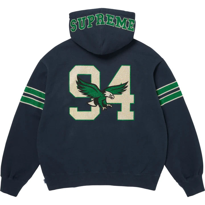 SUPREME EAGLES RHINESTONE HOODIE NAVY