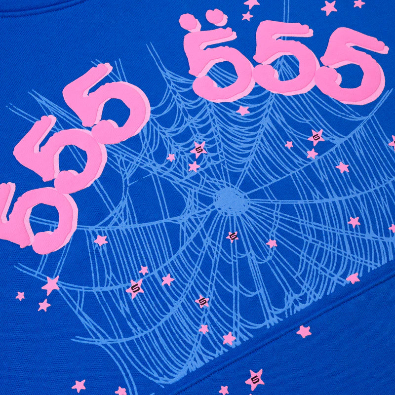 SP5DER ANGEL NUMBER HOODIE BLUE PINK
