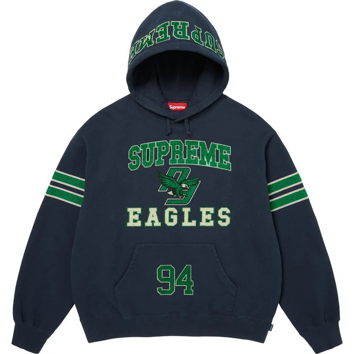 SUPREME EAGLES RHINESTONE HOODIE NAVY