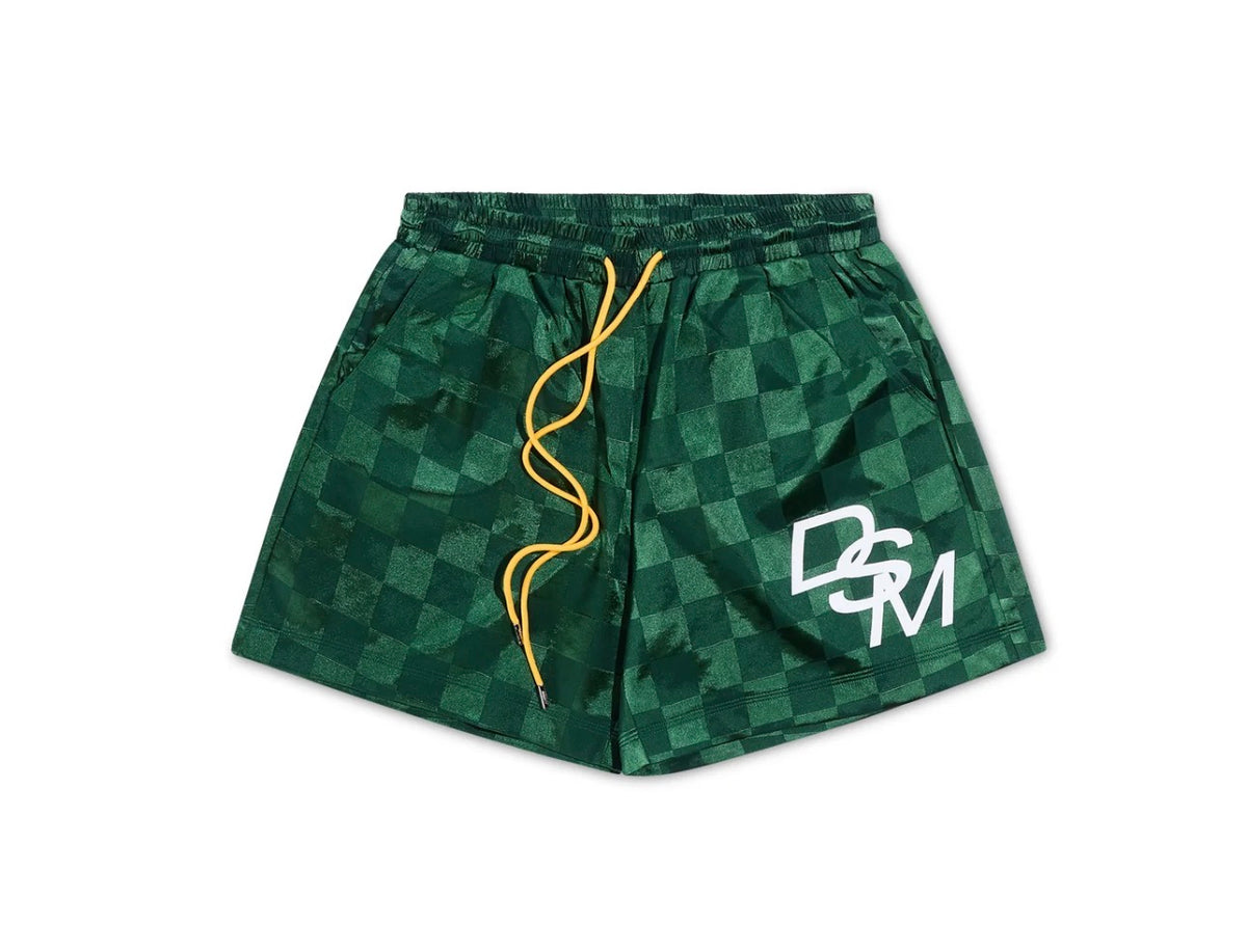 DIET STARTS MONDAY CHECKERED NYLON SHORTS GREEN