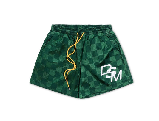 DIET STARTS MONDAY CHECKERED NYLON SHORTS GREEN