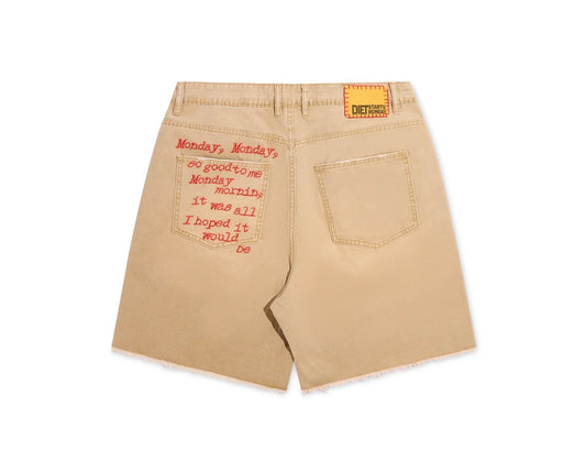 DIET STARTS MONDAY MONDAY CANVAS SHORTS TAN