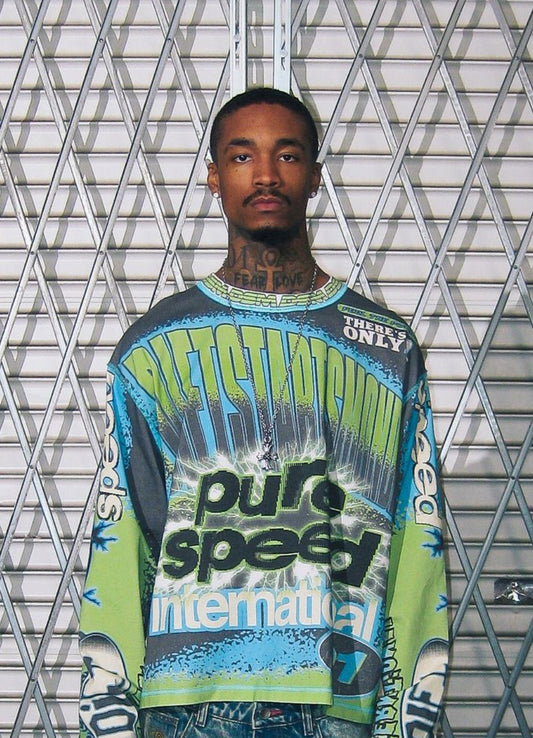 DIET STARTS MONDAY MX Racing Jersey - Black/Blue/Green
