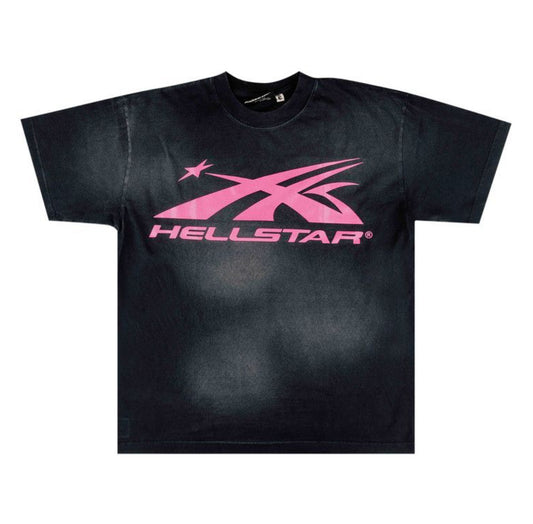 HELLSTAR GEL SPORT LOGO TEE BLACK PINK
