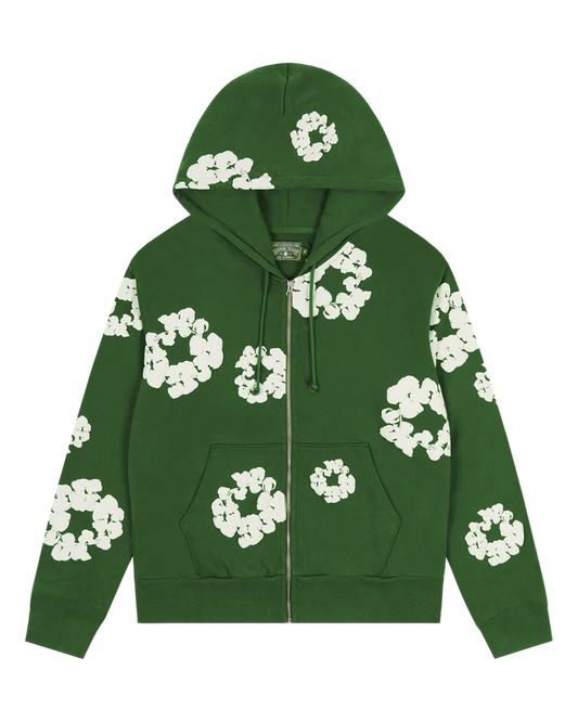 DENIM TEARS Cotton Wreath Zip Hoodie Green