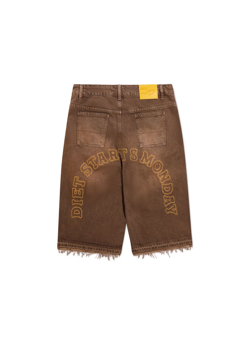 DIET STARTS MONDAY ARCH DENIM SHORTS BROWN