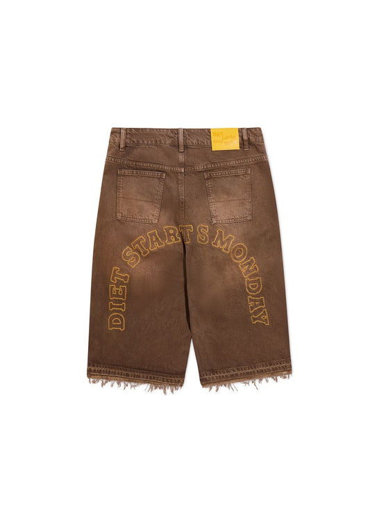 DIET STARTS MONDAY ARCH DENIM SHORTS BROWN