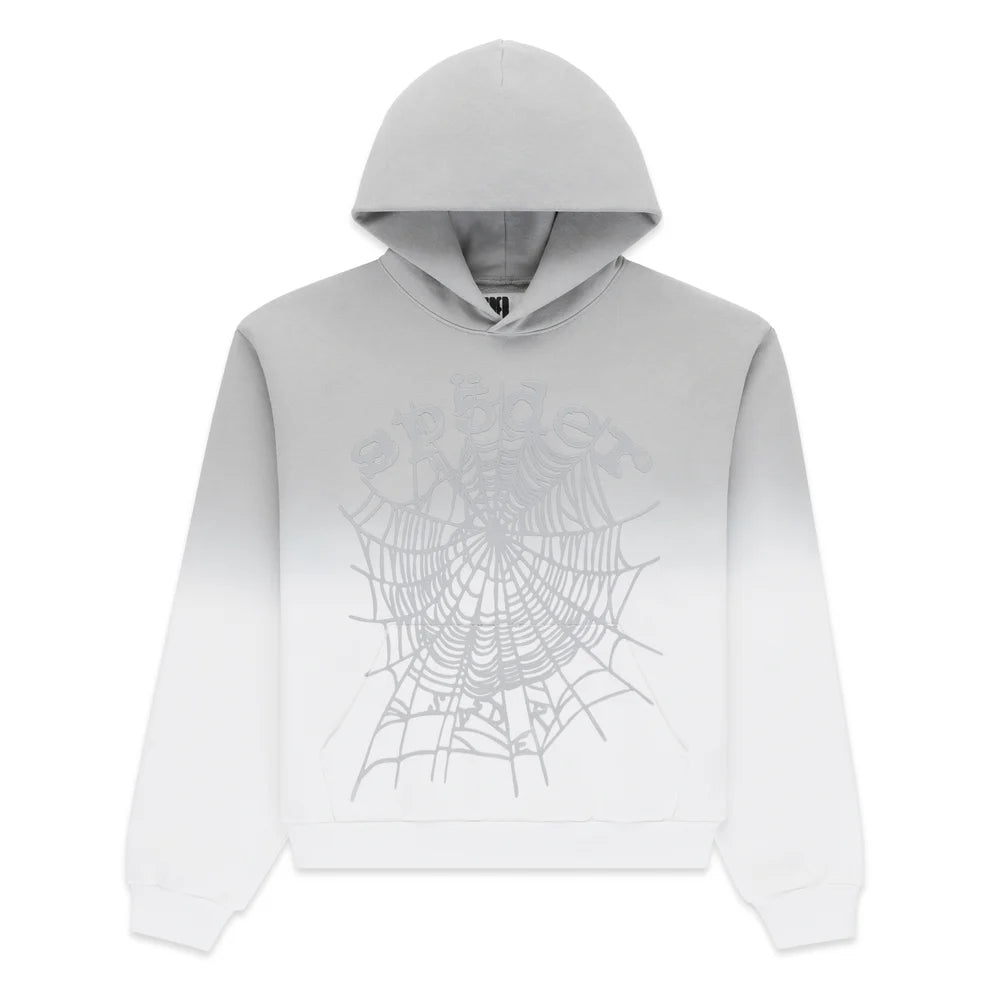 SP5DER OG WEB OMBRE HOODIE GREY WHITE