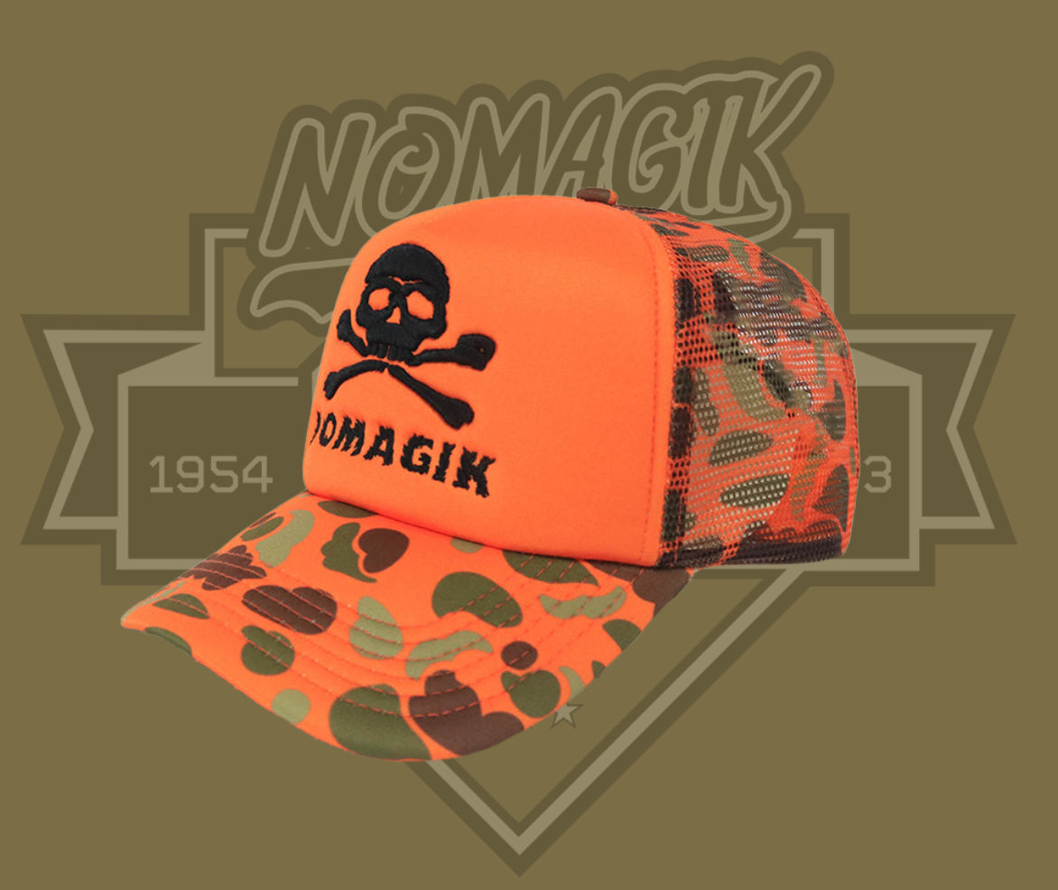 ORANGE CAMO X NOMAGIK TRUCKER HAT