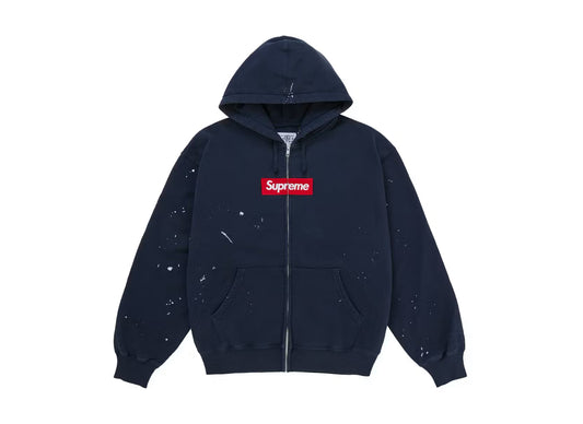 SUPREME MM6 MAISON MARGELA BOX LOGO ZIP UP HOODIE NAVY