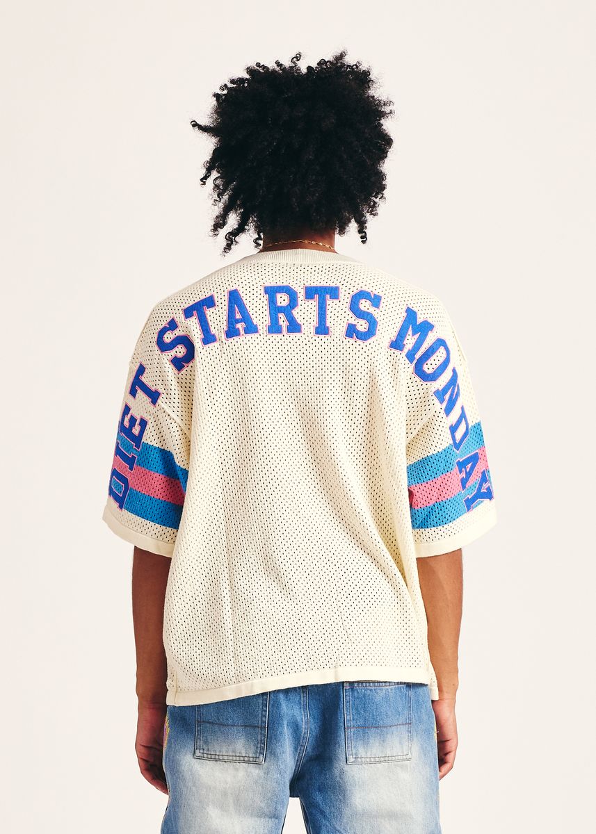 DIET STARTS MONDAY Knit Jersey CREAM BLUE PINK