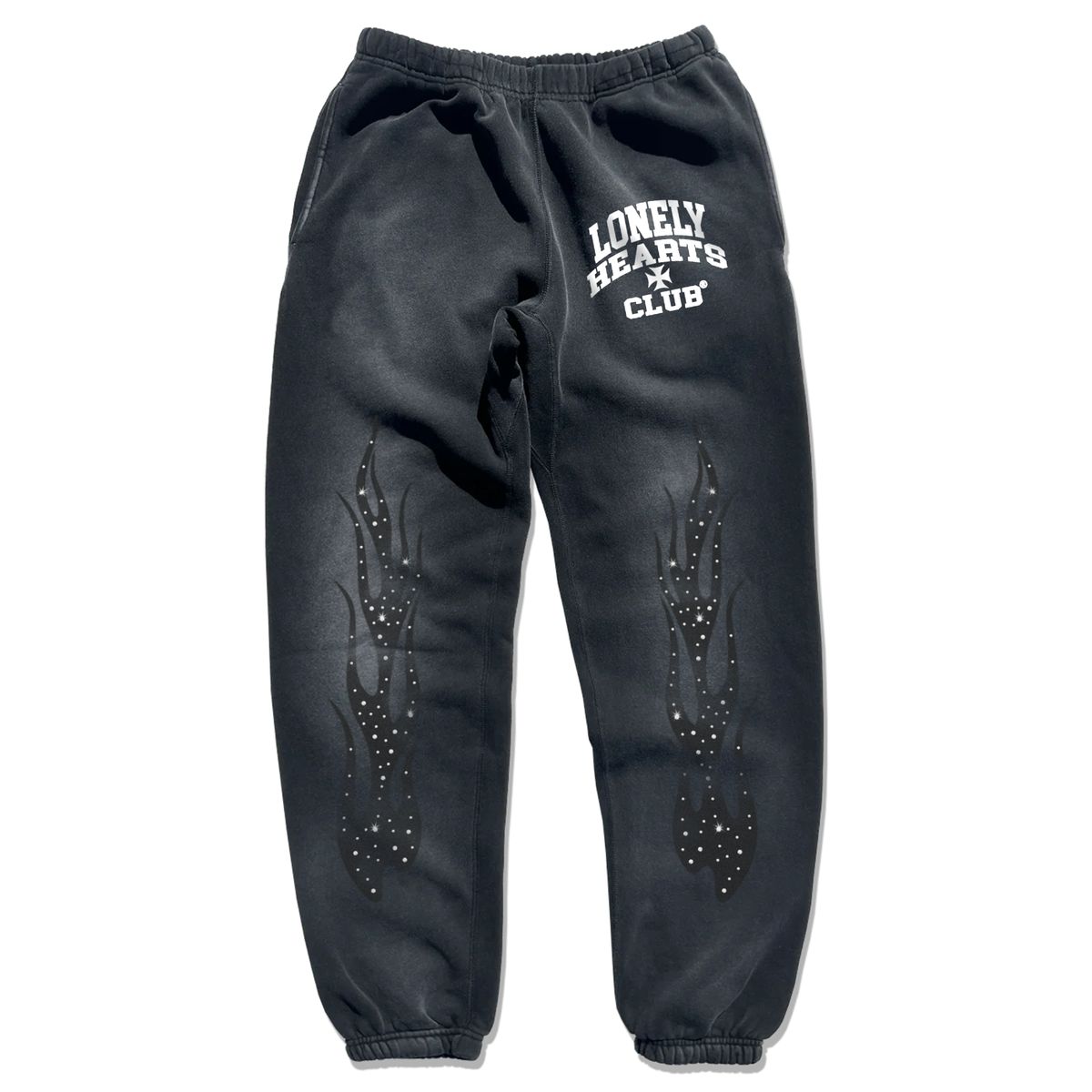 LONELY HEARTS Black Diamond Premium Rhinestone Sweatpants