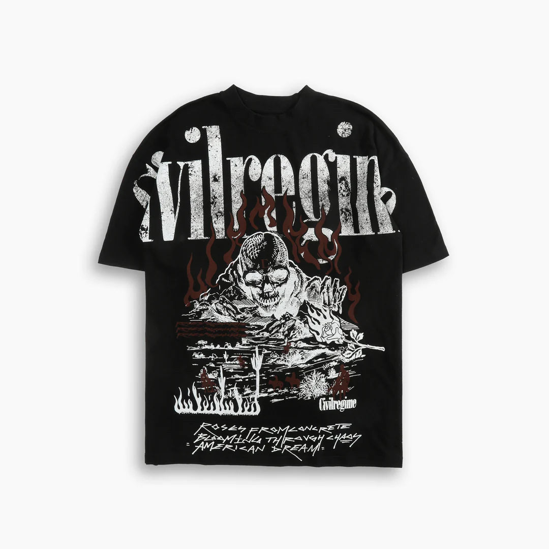 CIVIL REGIME BURNING FRONTIER OS TEE BLACK