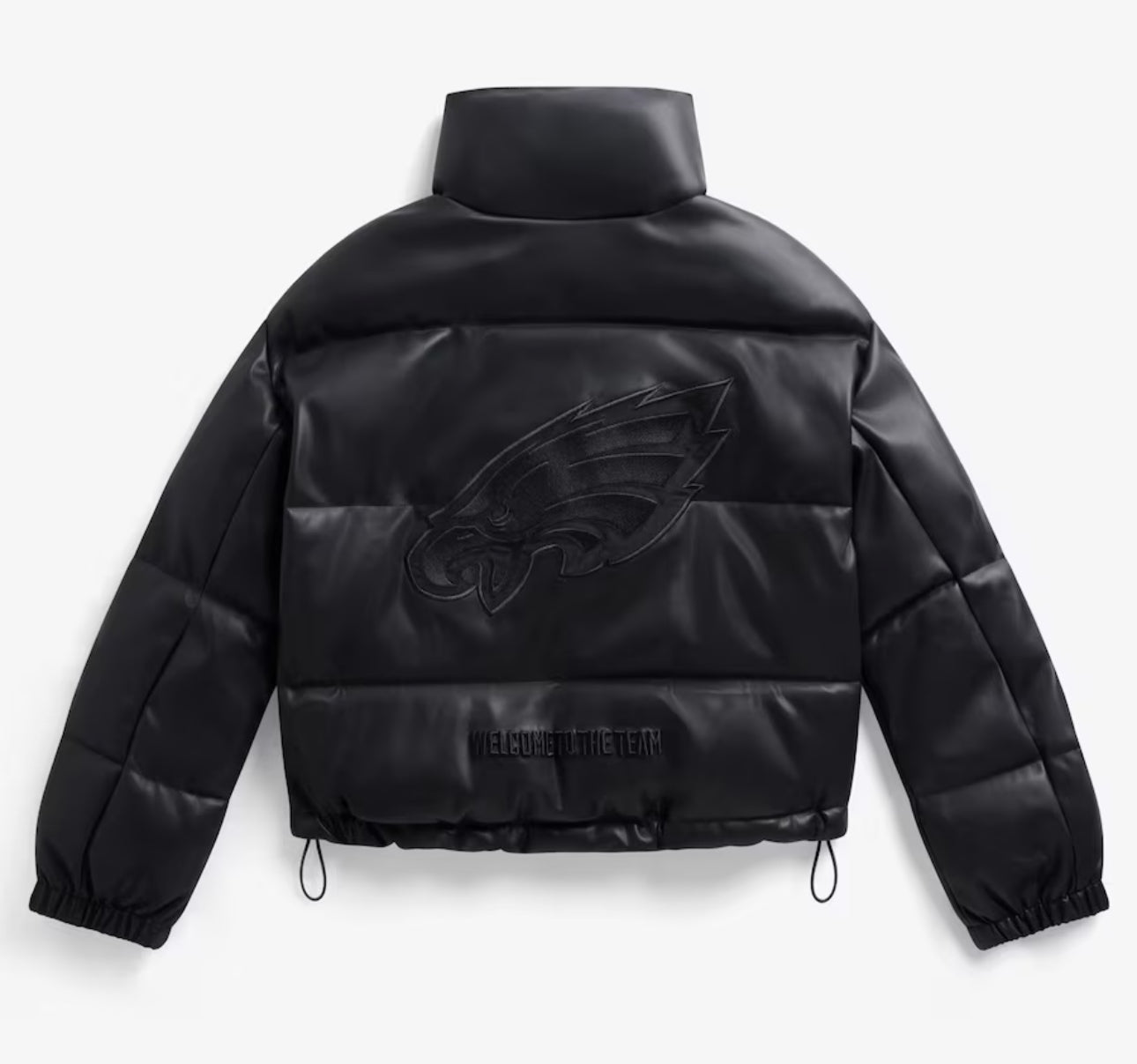 Eagles Off Season Women's Faux Leather Puffer Jacket Black