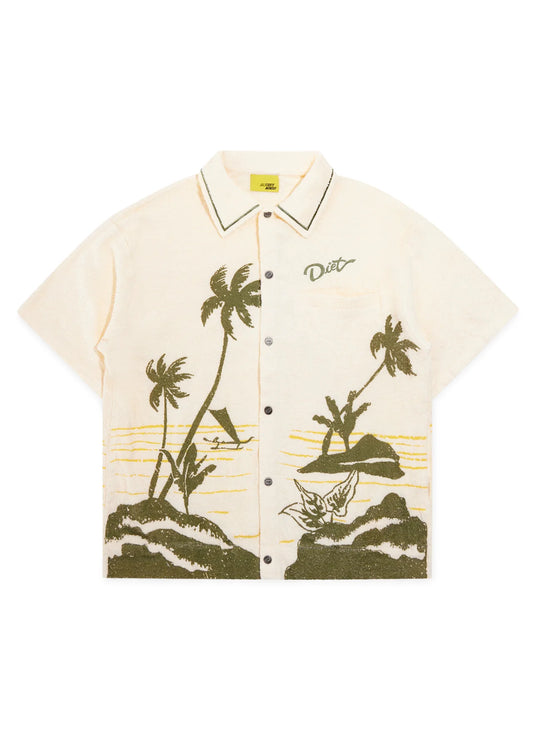 DIET STARTS MONDAY Palm Terry Shirt-Cream/Green