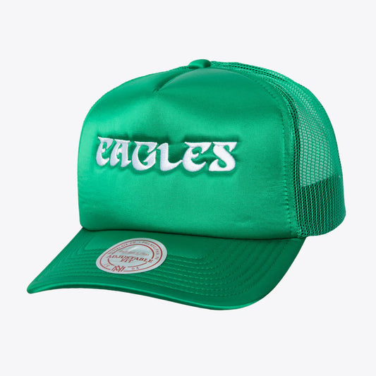MITCHELL & NESS Eagles Satin Snapback Trucker Hat