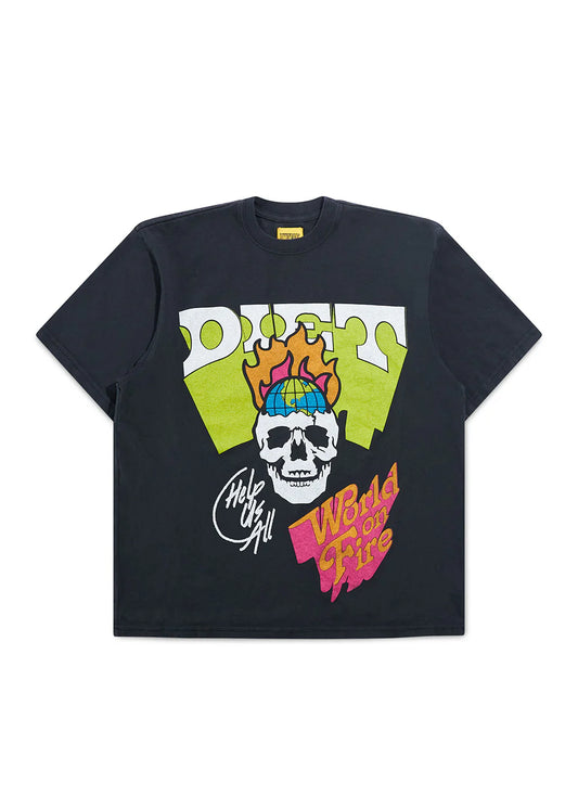 DIET STARTS MONDAY WORLD ON FIRE TEE BLACK