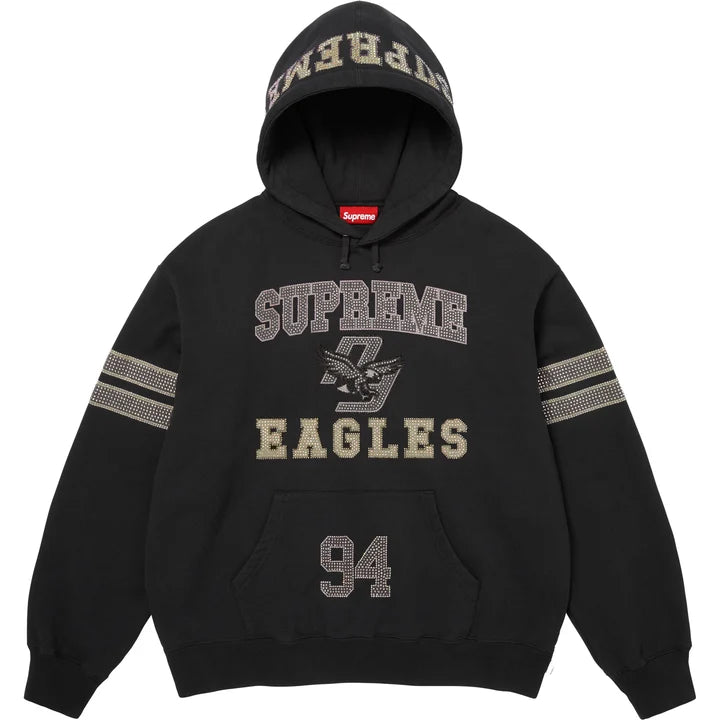 SUPREME EAGLES RHINESTONE HOODIE BLACK