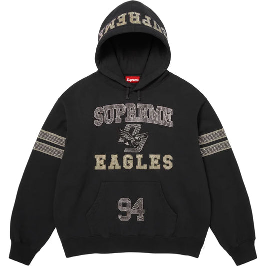 SUPREME EAGLES RHINESTONE HOODIE BLACK