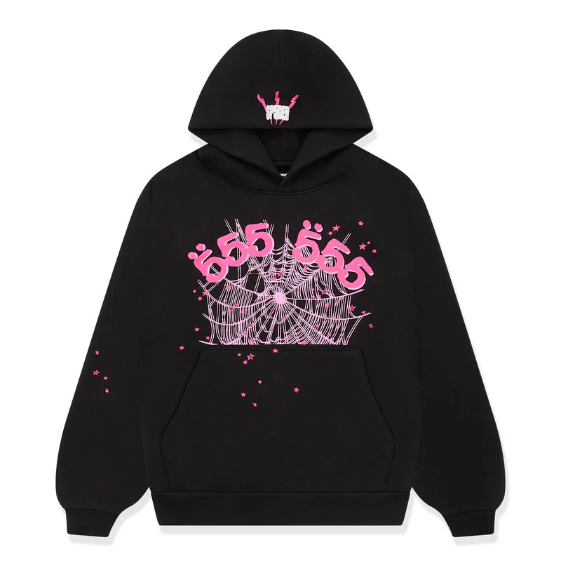 SP5DER ANGEL NUMBER HOODIE BLACK PINK