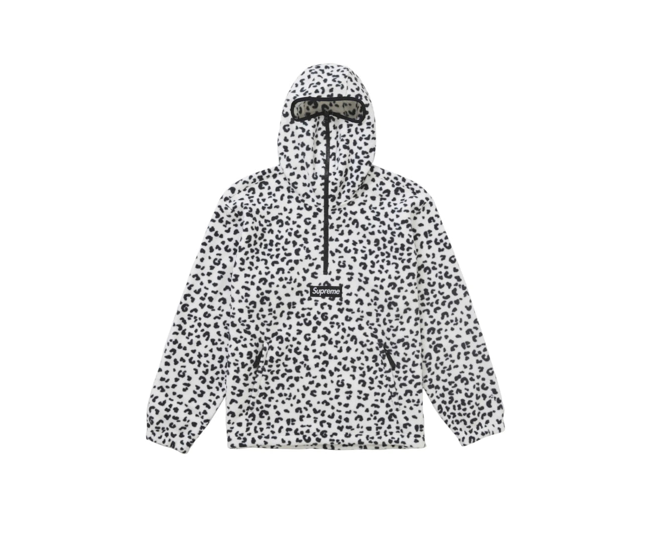 SUPREME LEOPARD POLARTEC FACEMASK HALF ZIP HOODED SWEATSHIRT 24