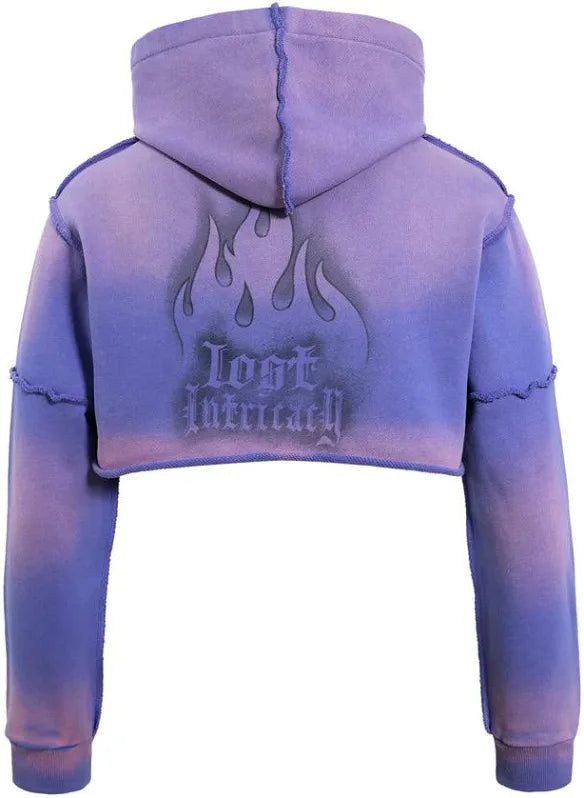 LOST INTRICACY CROP ZIP UP HOODIE LAVENDER